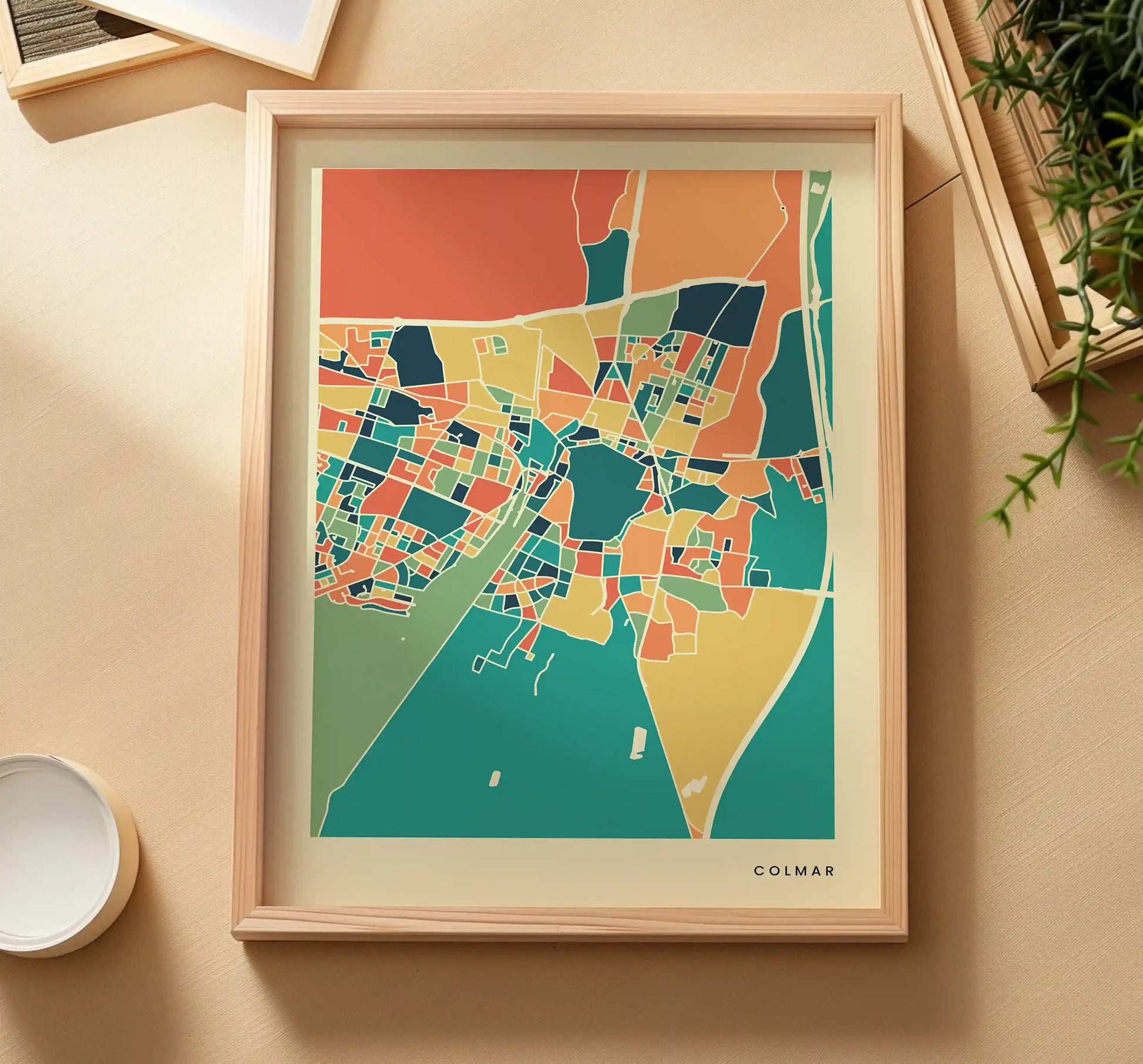 Colmar Stadtkarte Poster – Polychroma Modern Art Print