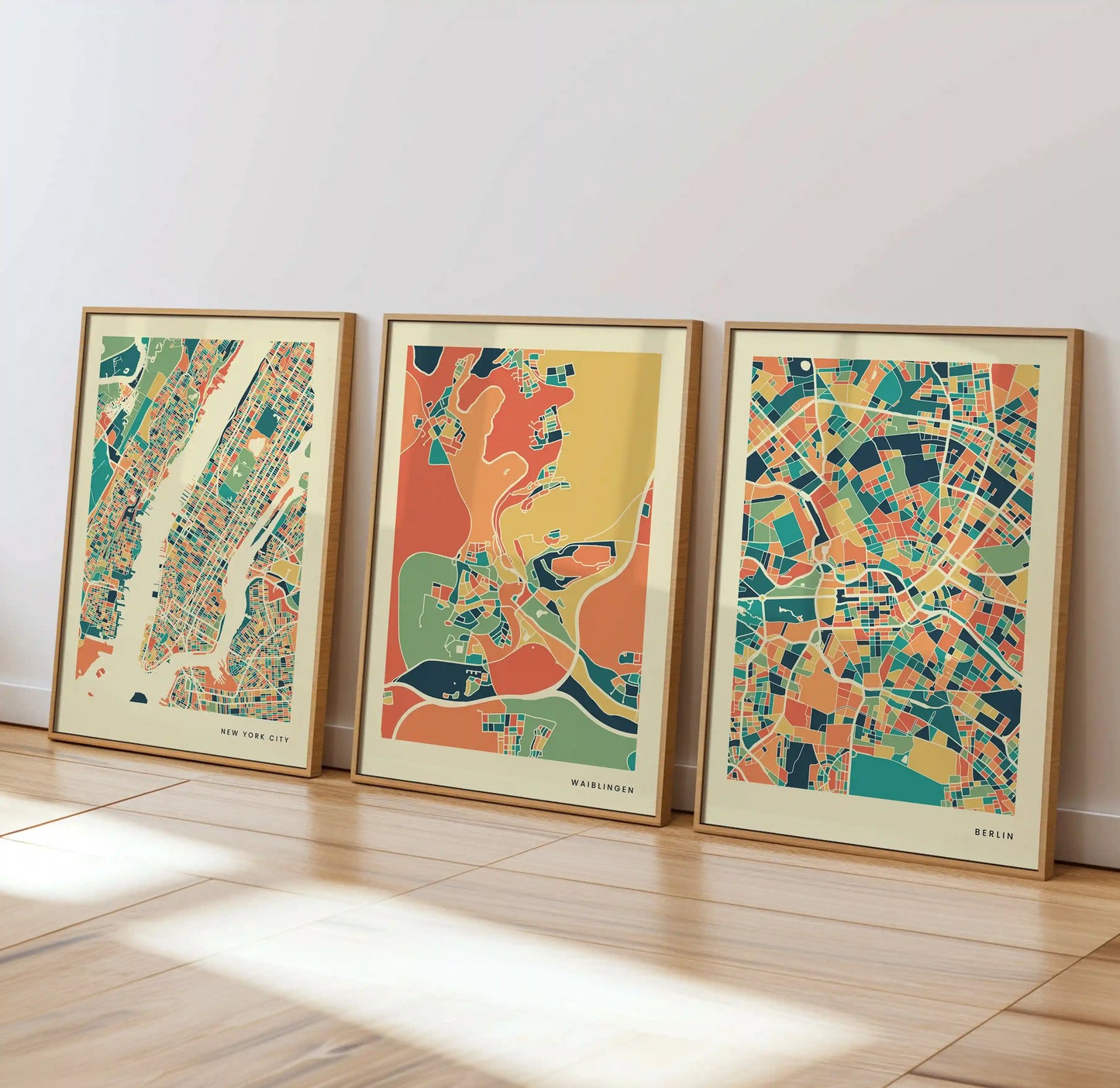 Waiblingen Stadtkarte Poster – Polychroma Modern Art Print