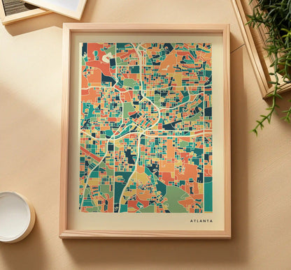Atlanta Stadtkarte Poster – Polychroma Modern Art Print