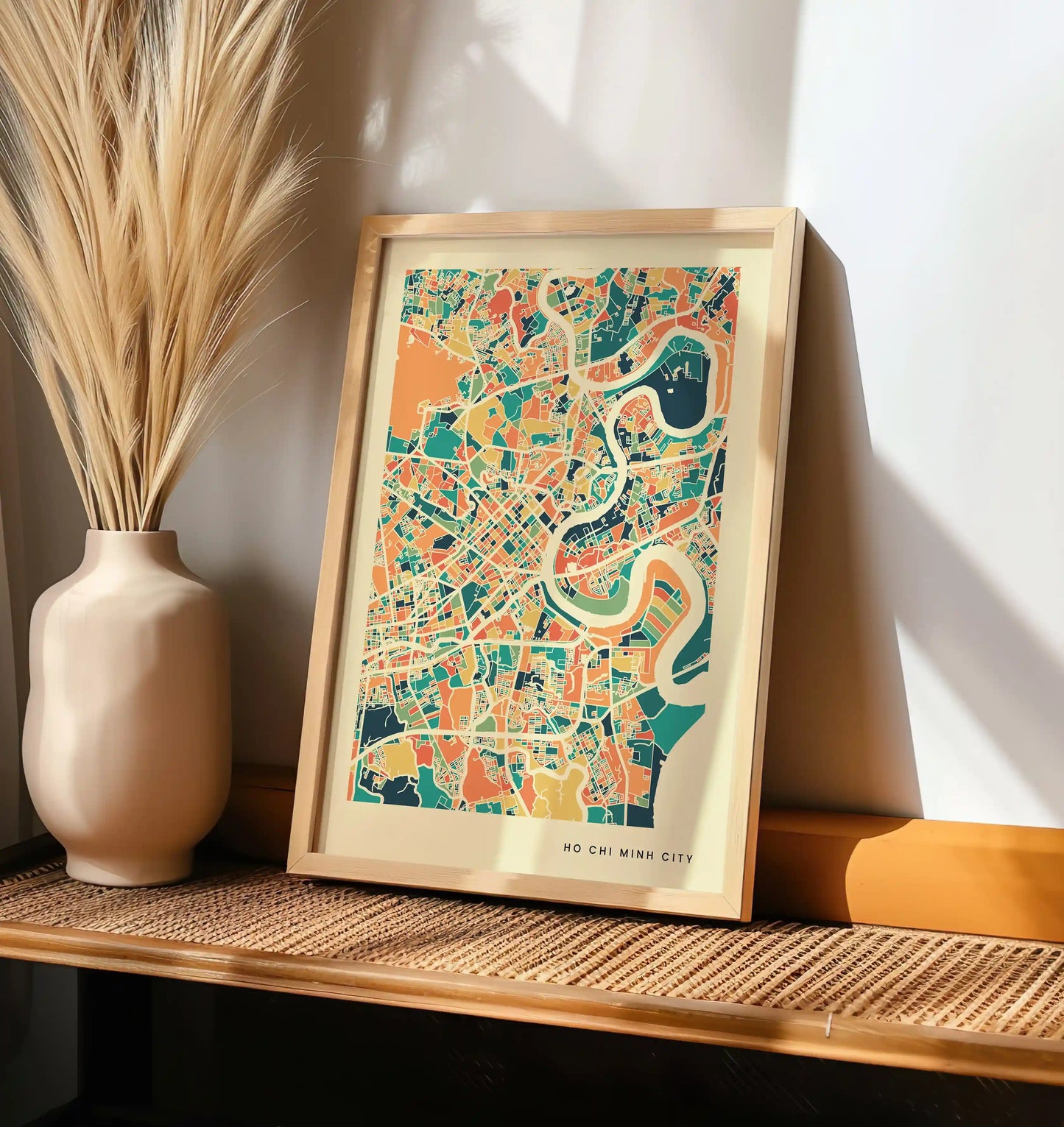Ho Chi Minh City Stadtkarte Poster – Polychroma Modern Art Print