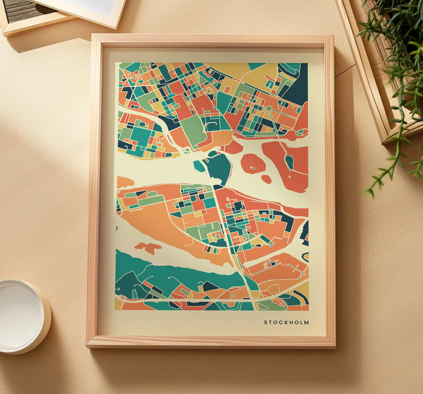 Stockholm Stadtkarte Poster – Polychroma Modern Art Print
