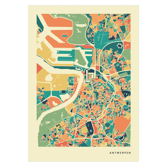 Antwerpen Stadtkarte Poster – Polychroma Modern Art Print