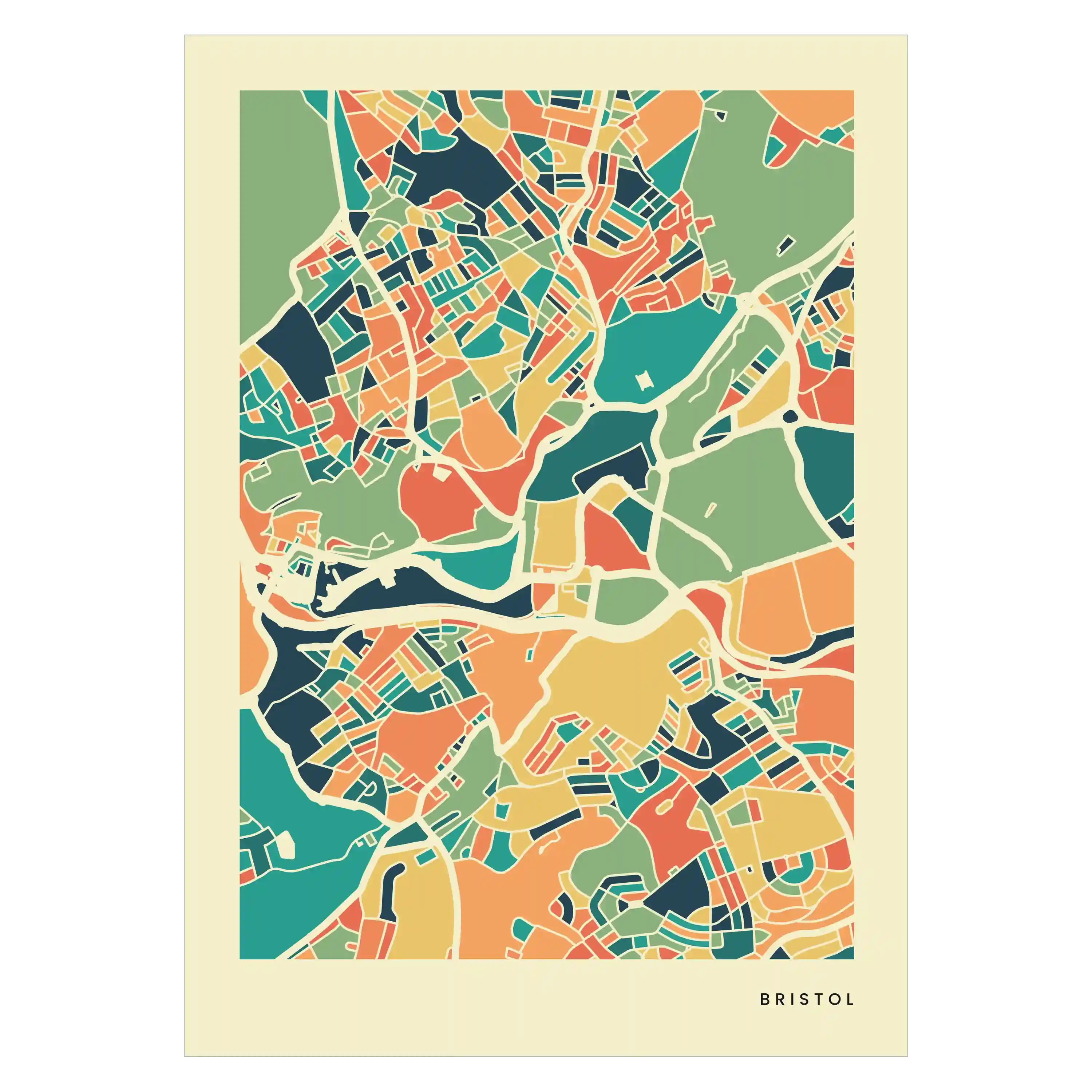 Bristol Stadtkarte Poster – Polychroma Modern Art Print