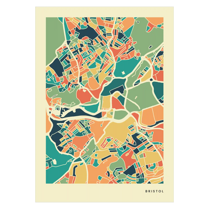 Bristol Stadtkarte Poster – Polychroma Modern Art Print