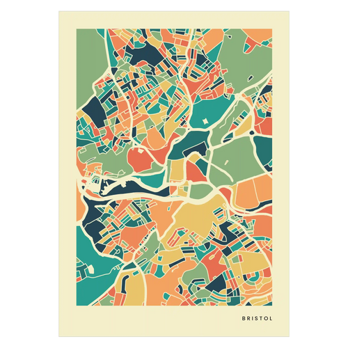 Bristol Stadtkarte Poster – Polychroma Modern Art Print