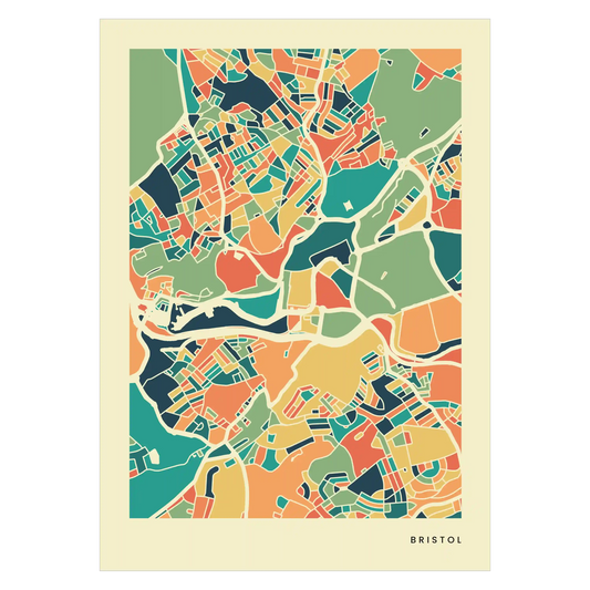 Bristol Stadtkarte Poster – Polychroma Modern Art Print