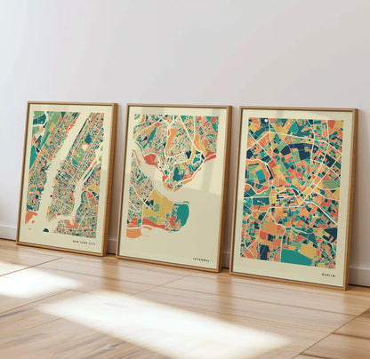 Istanbul Stadtkarte Poster – Polychroma Modern Art Print