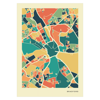 Bradford Stadtkarte Poster – Polychroma Modern Art Print