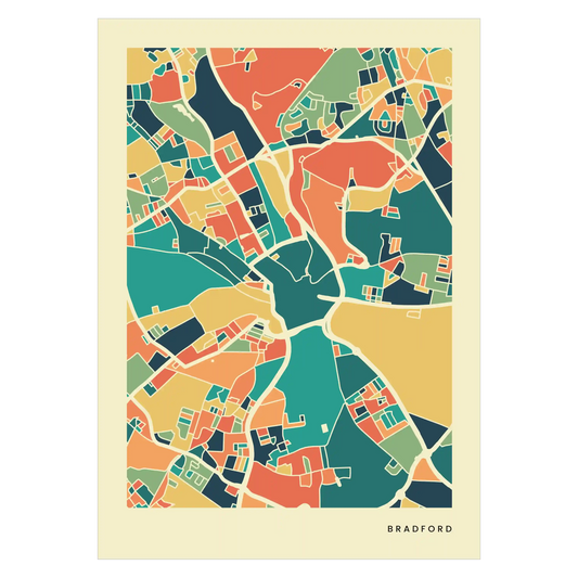 Bradford Stadtkarte Poster – Polychroma Modern Art Print