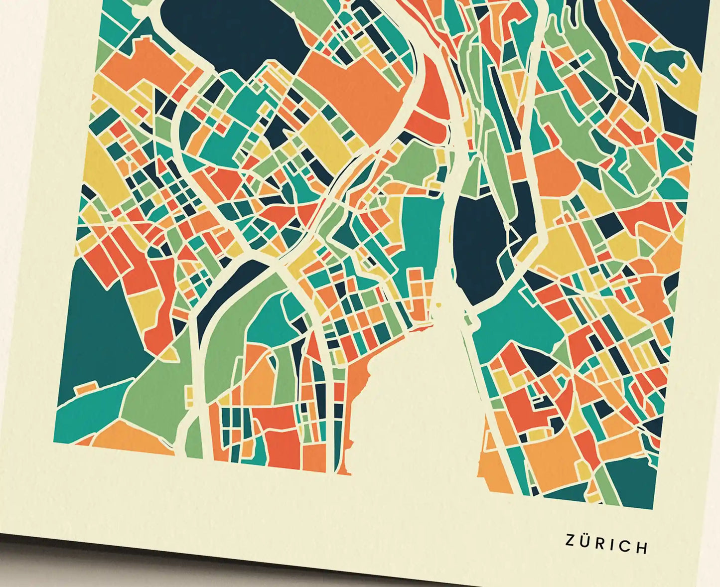 Zürich Stadtkarte Poster – Polychroma Modern Art Print