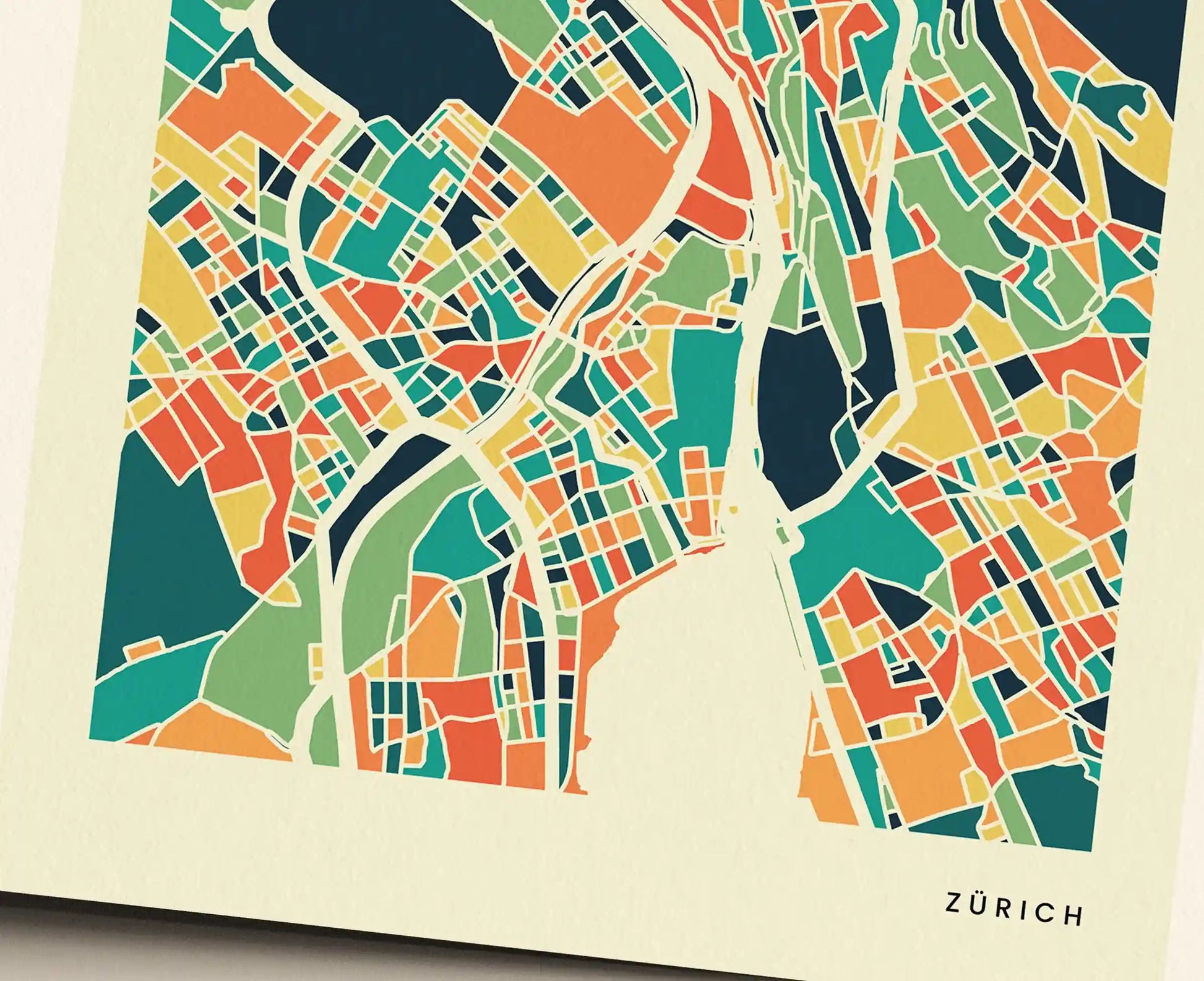 Zürich Stadtkarte Poster – Polychroma Modern Art Print