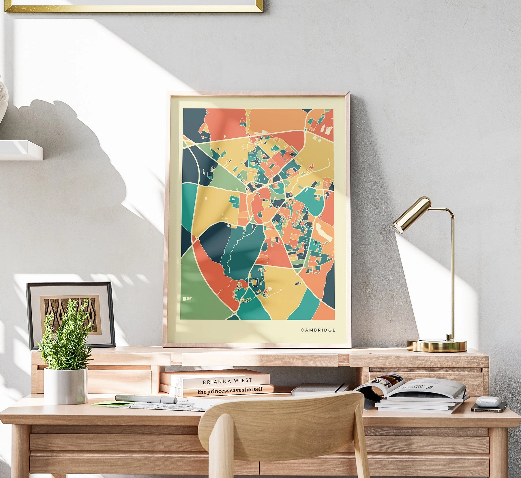 Cambridge Stadtkarte Poster – Polychroma Modern Art Print