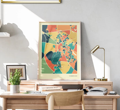 Cambridge Stadtkarte Poster – Polychroma Modern Art Print