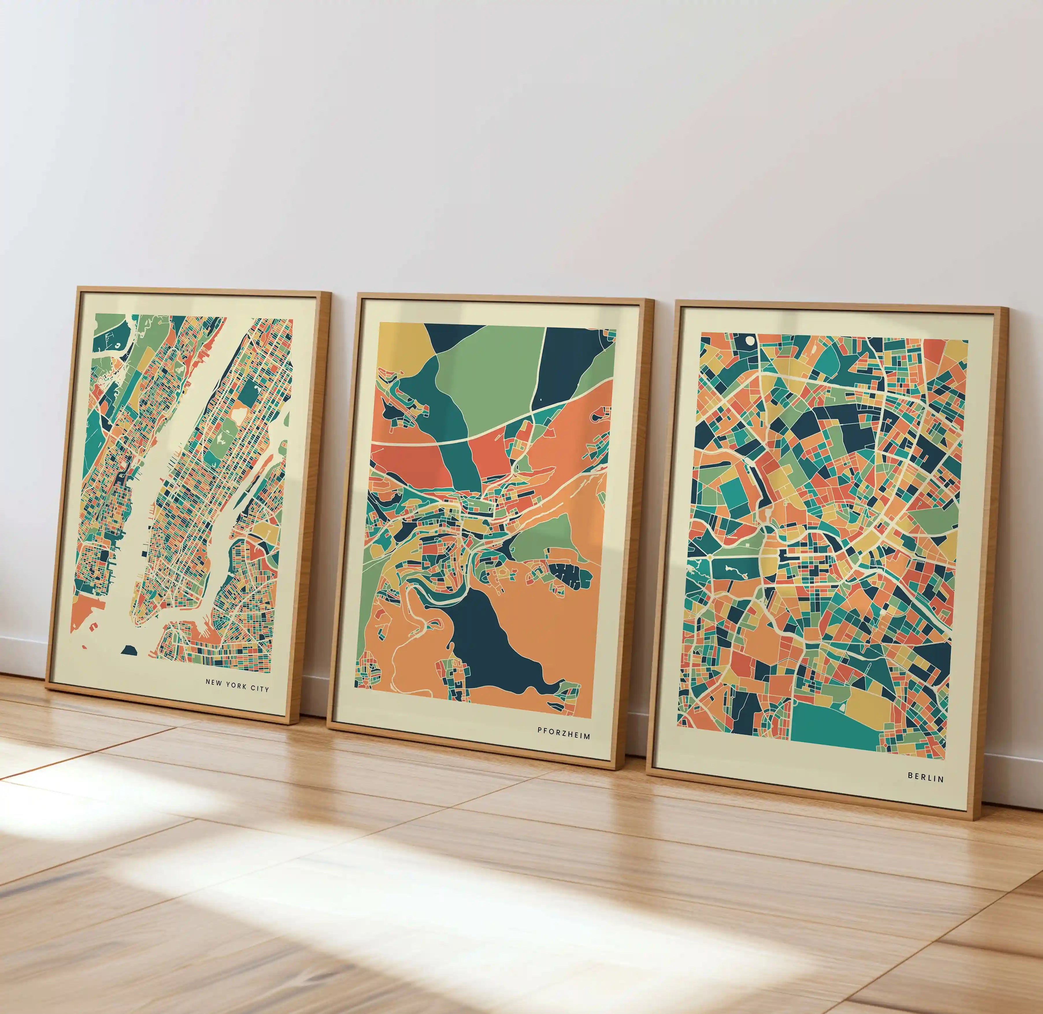 Pforzheim Stadtkarte Poster – Polychroma Modern Art Print