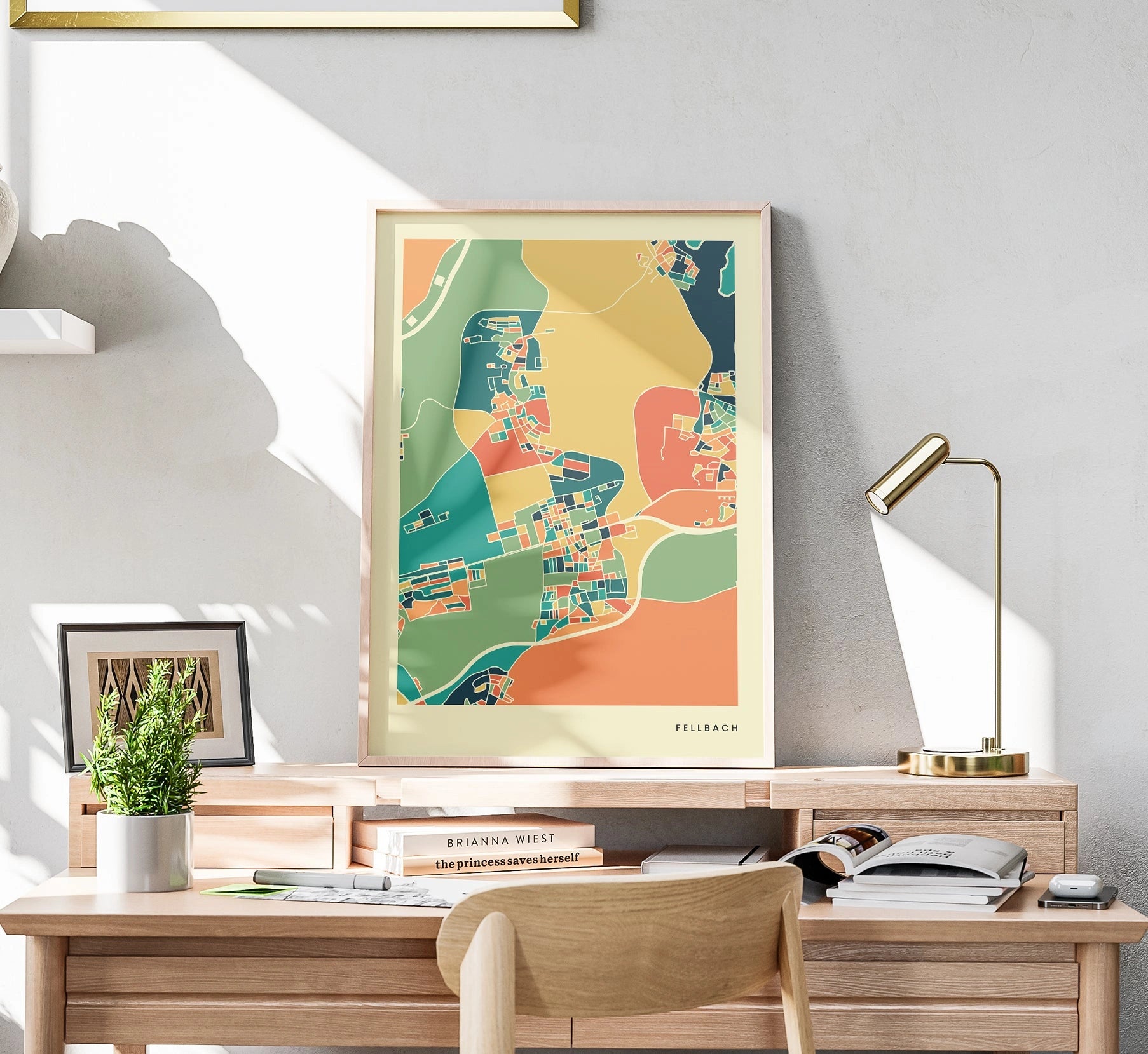 Fellbach Stadtkarte Poster – Polychroma Modern Art Print