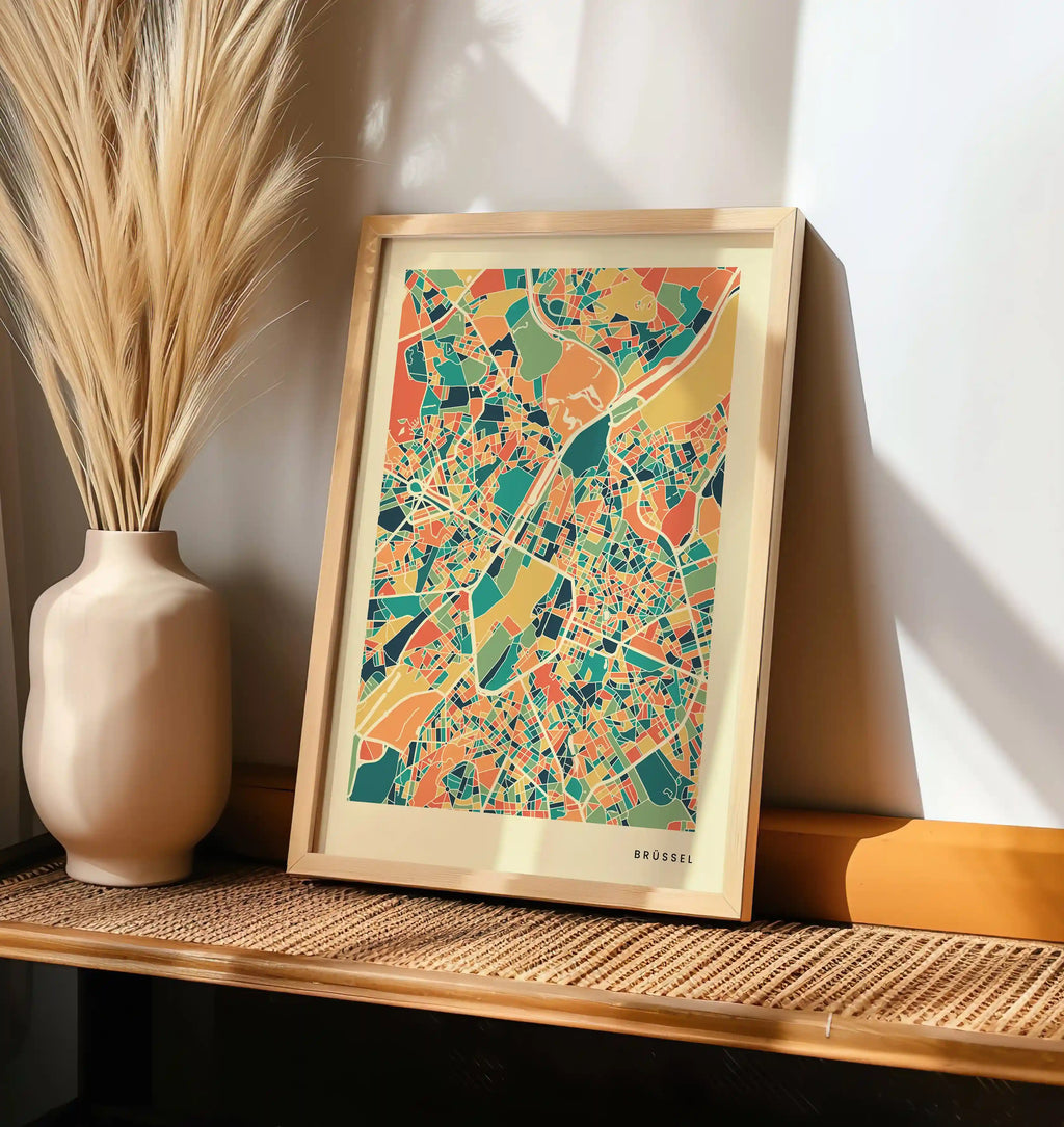 Brüssel Stadtkarte Poster – Polychroma Modern Art Print