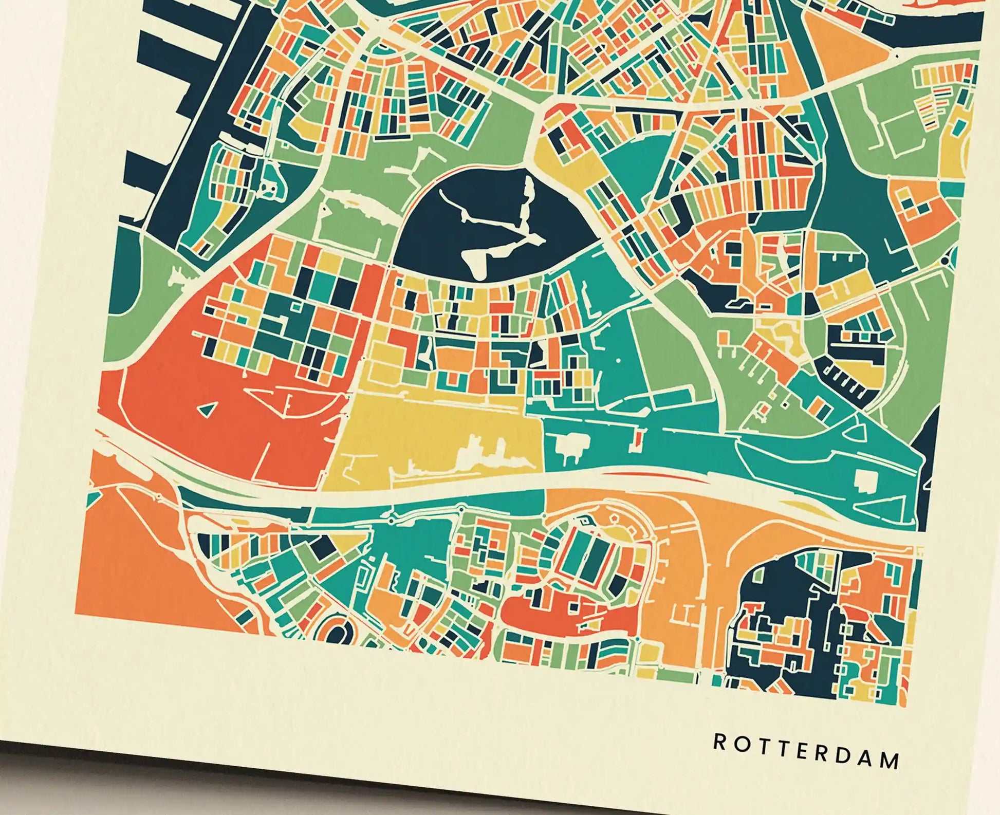 Rotterdam Stadtkarte Poster – Polychroma Modern Art Print