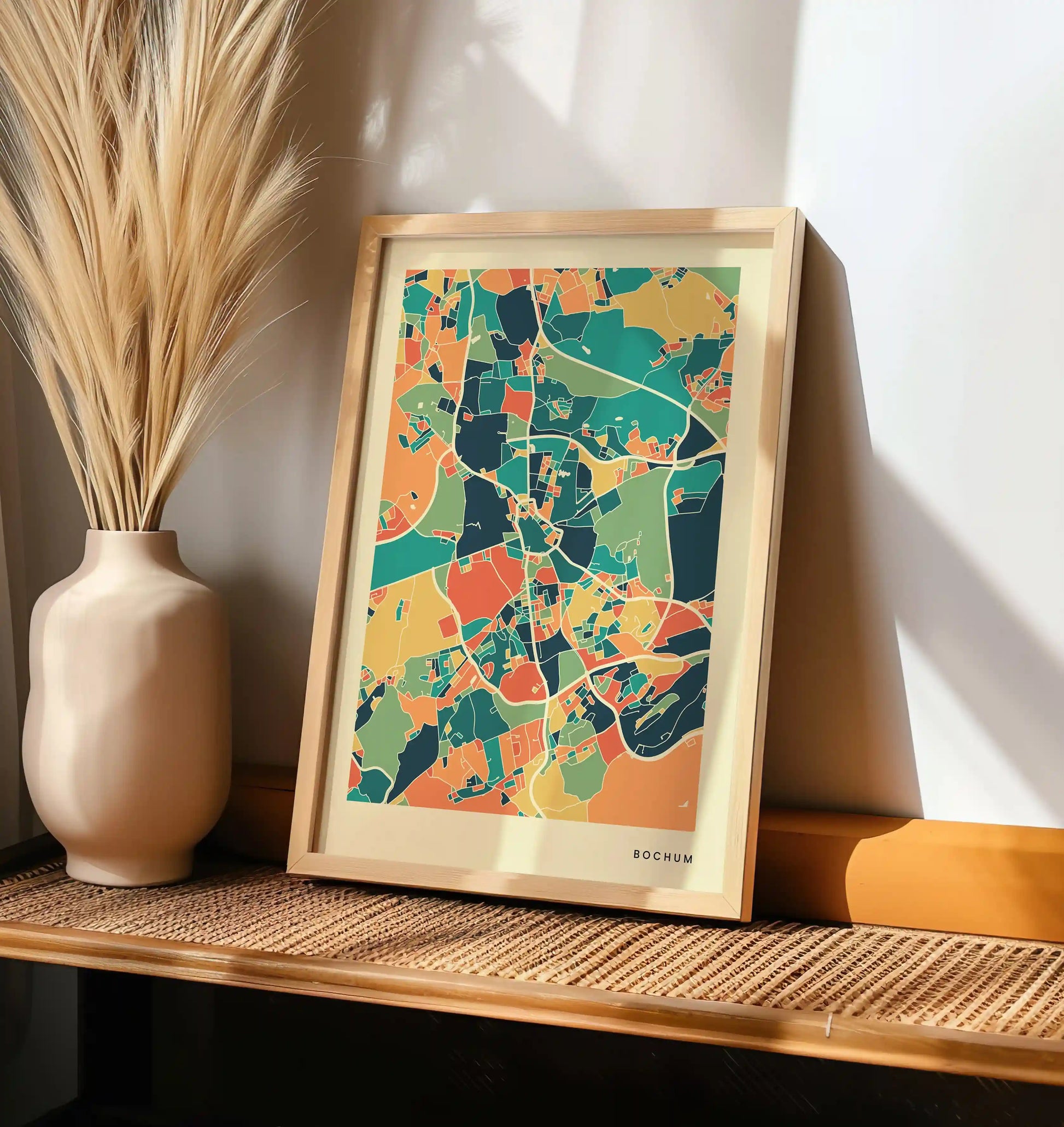 Bochum Stadtkarte Poster – Polychroma Modern Art Print