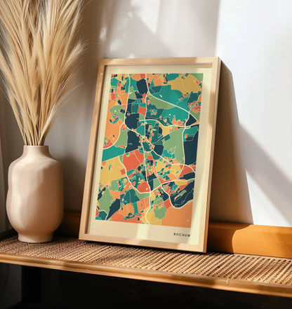 Bochum Stadtkarte Poster – Polychroma Modern Art Print
