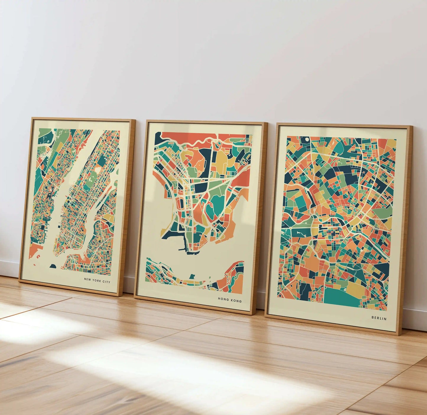 Hong Kong Stadtkarte Poster – Polychroma Modern Art Print