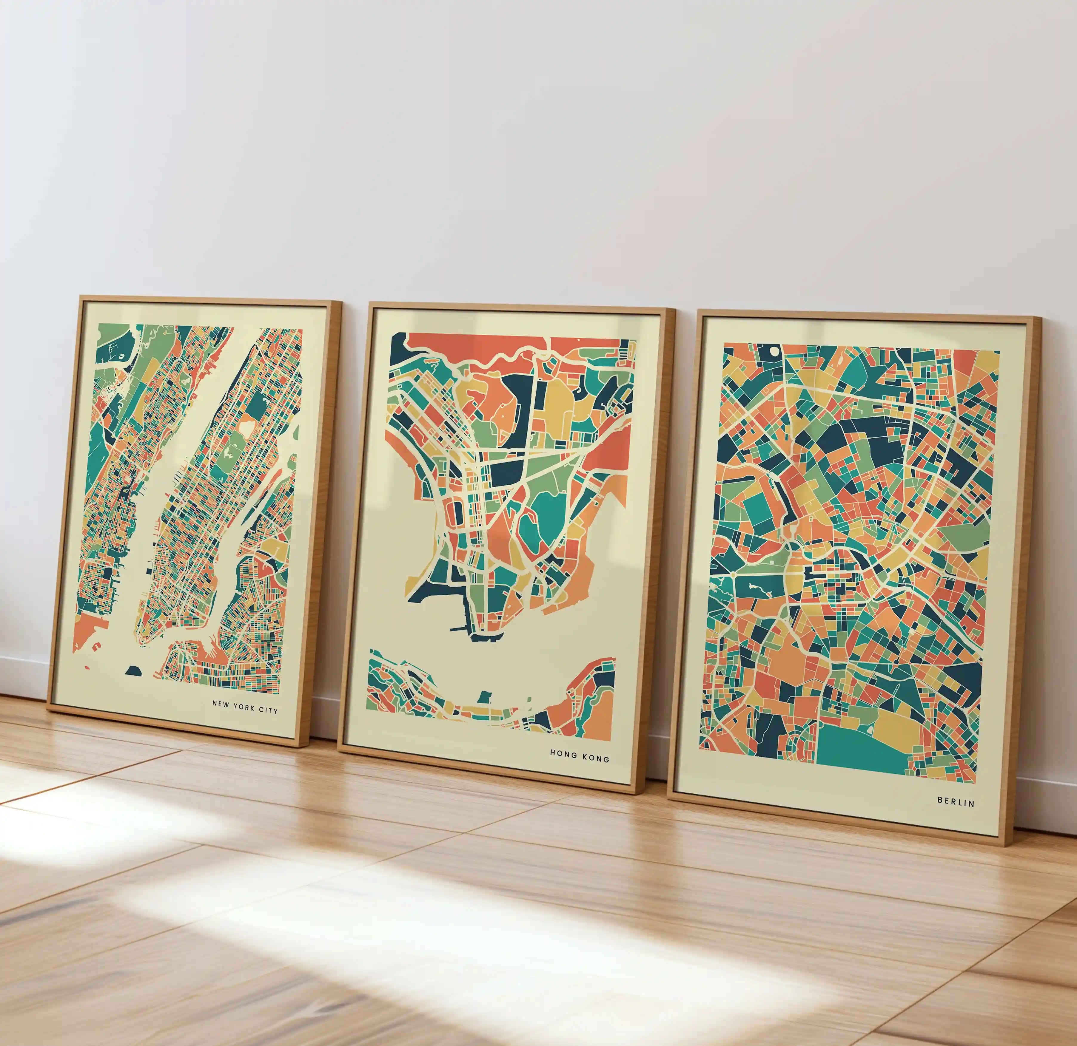 Hong Kong Stadtkarte Poster – Polychroma Modern Art Print