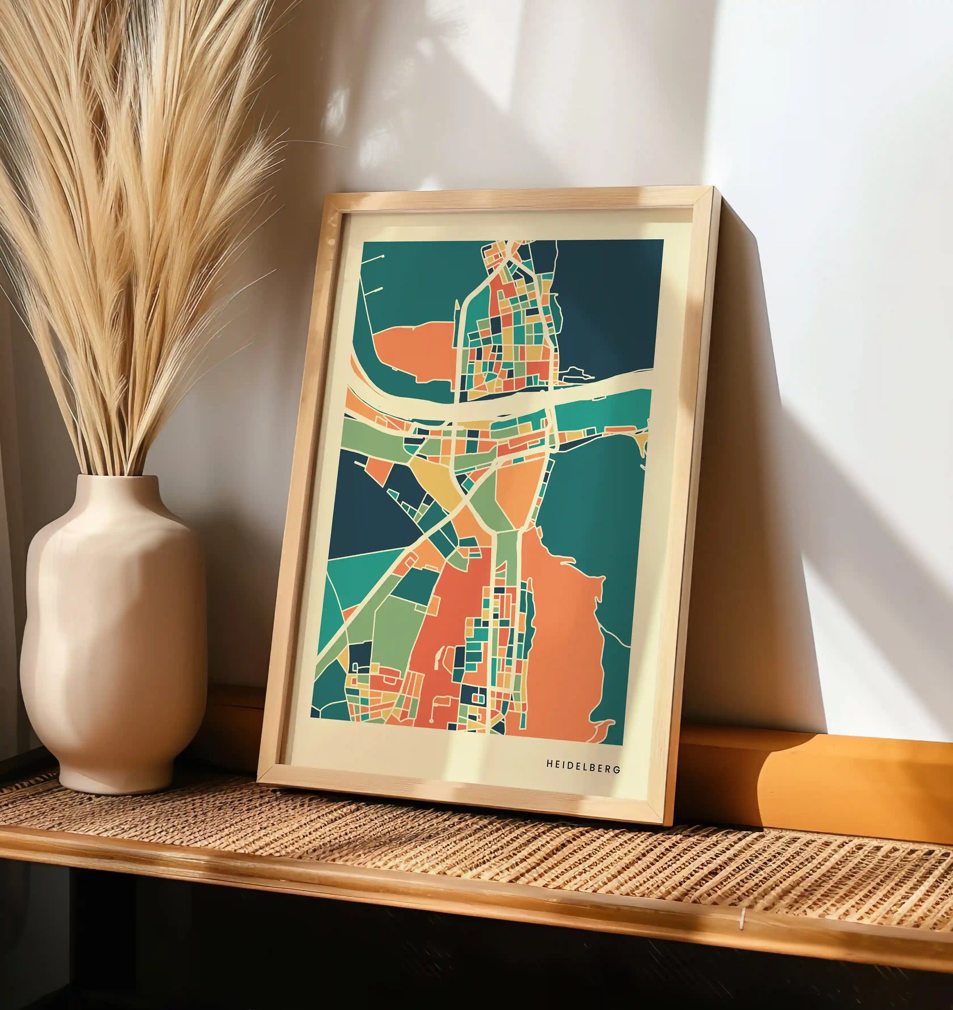 Heidelberg Stadtkarte Poster – Polychroma Modern Art Print