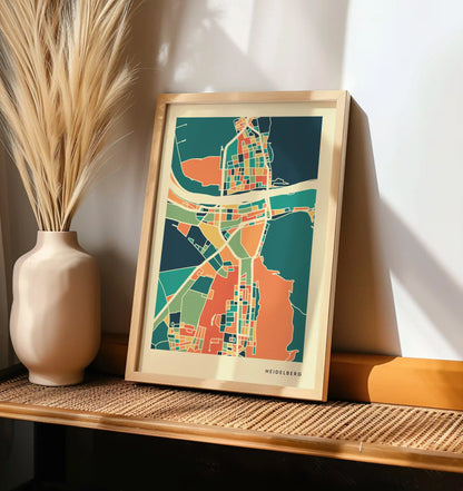 Heidelberg Stadtkarte Poster – Polychroma Modern Art Print