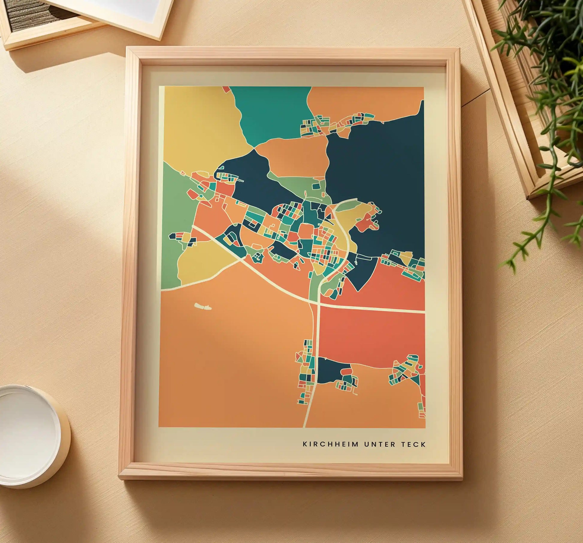 Kirchheim unter Teck Stadtkarte Poster – Polychroma Modern Art Print