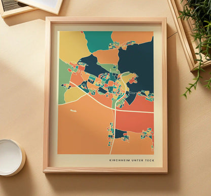 Kirchheim unter Teck Stadtkarte Poster – Polychroma Modern Art Print