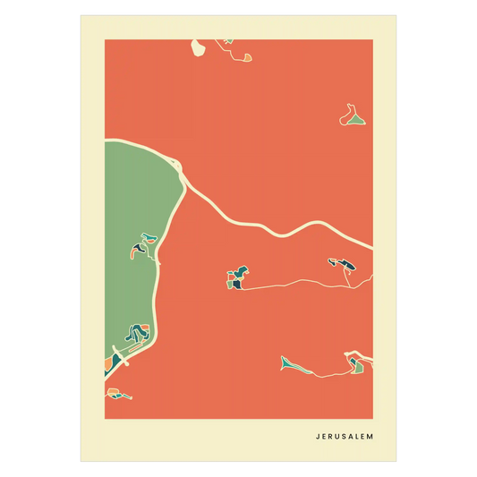 Jerusalem Stadtkarte Poster – Polychroma Modern Art Print