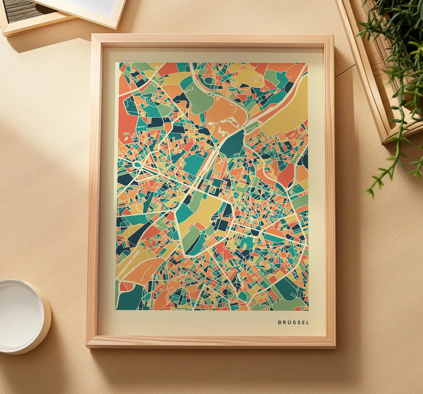 Brüssel Stadtkarte Poster – Polychroma Modern Art Print