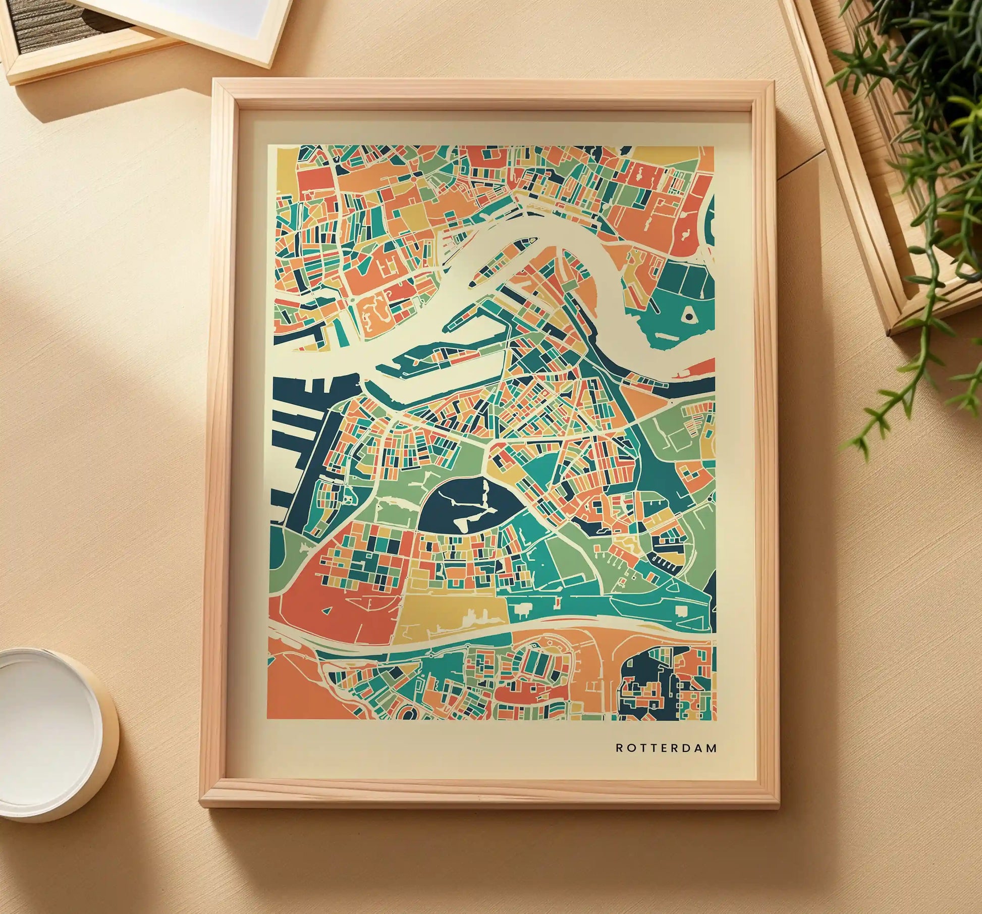 Rotterdam Stadtkarte Poster – Polychroma Modern Art Print