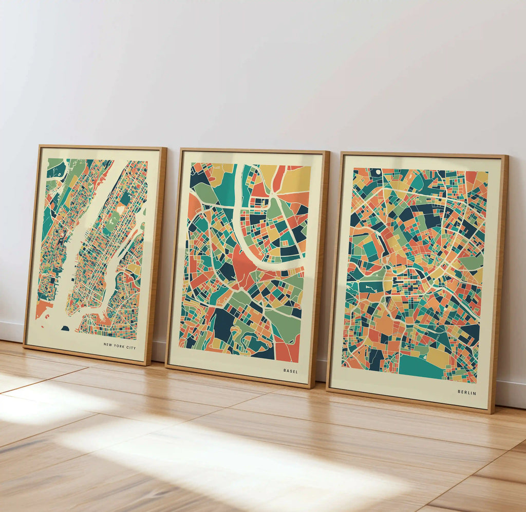Basel Stadtkarte Poster – Polychroma Modern Art Print