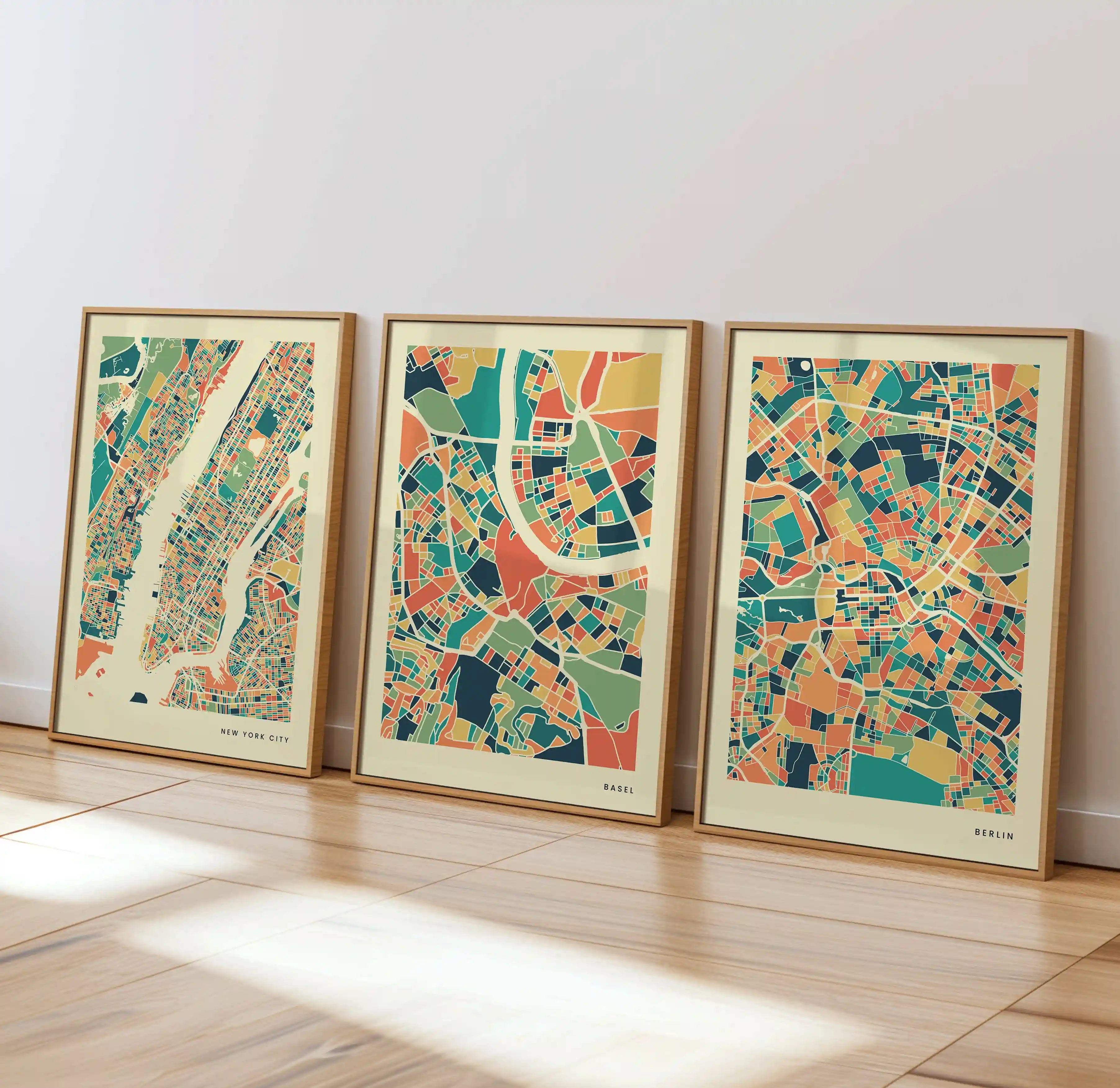 Basel Stadtkarte Poster – Polychroma Modern Art Print