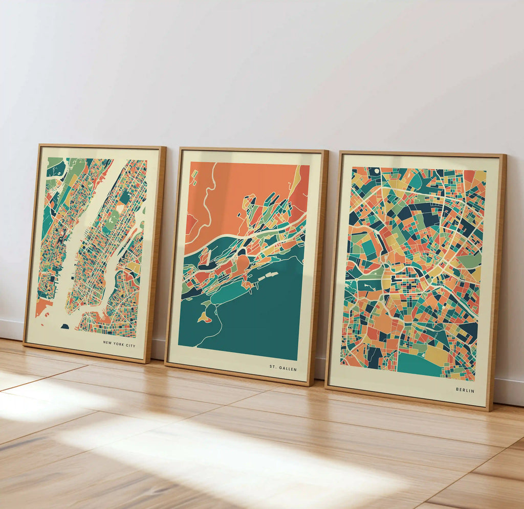 St. Gallen Stadtkarte Poster – Polychroma Modern Art Print
