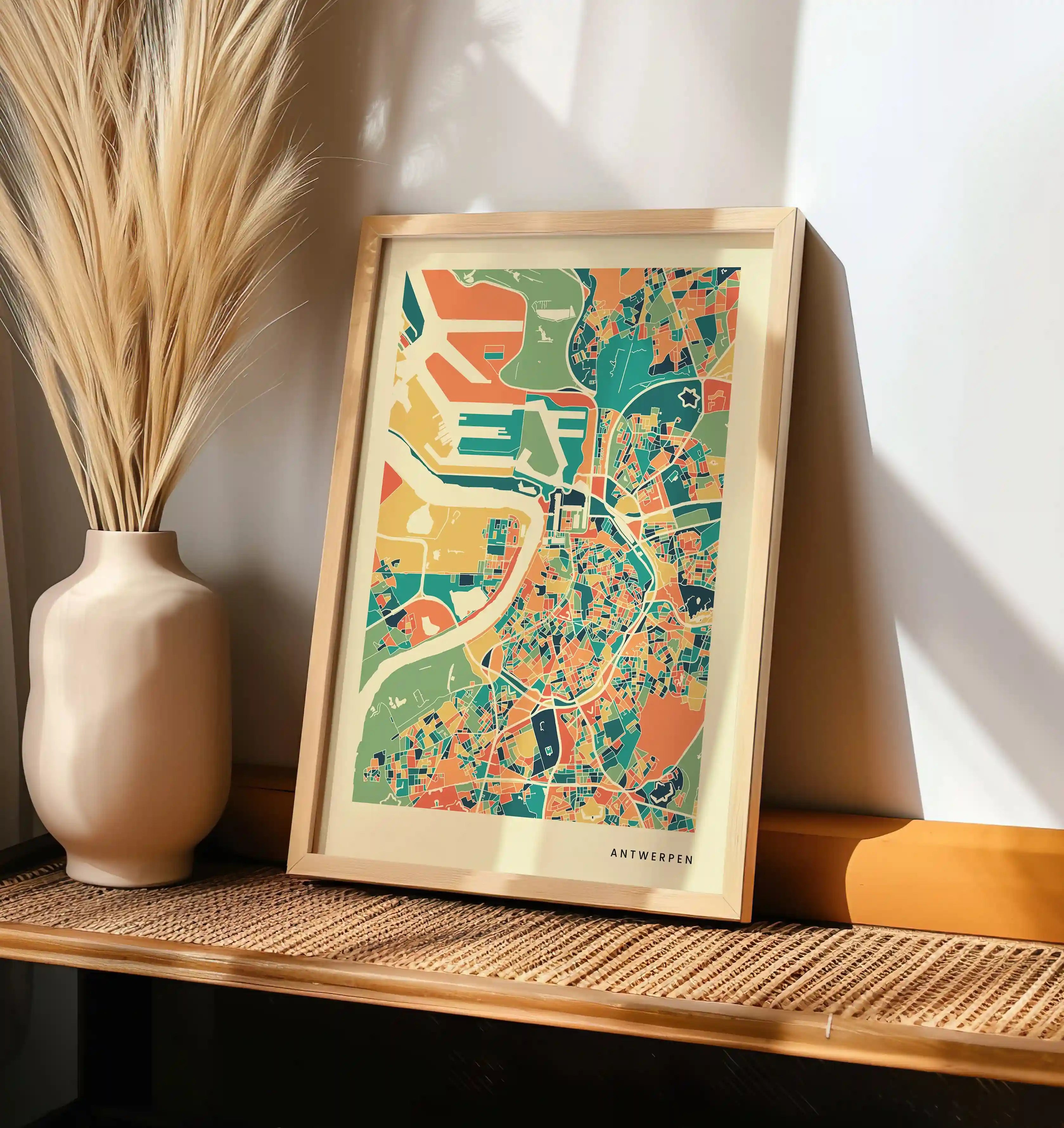 Antwerpen Stadtkarte Poster – Polychroma Modern Art Print