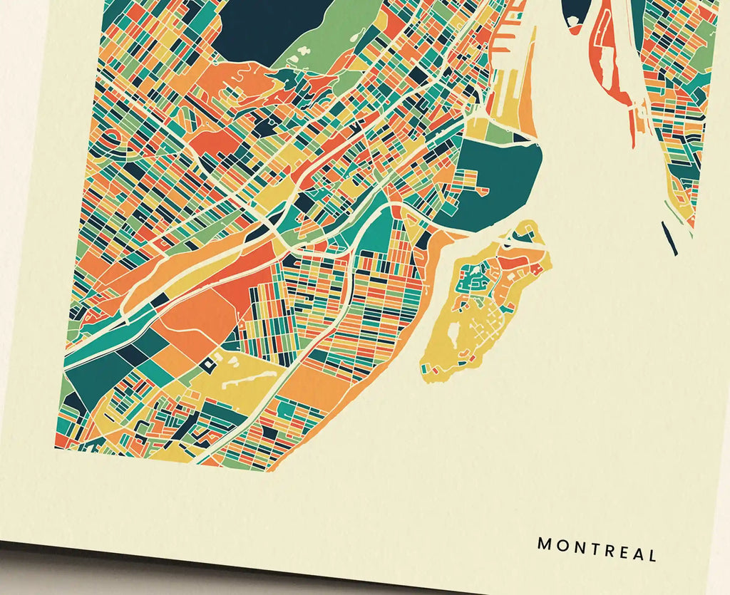 Montreal Stadtkarte Poster – Polychroma Modern Art Print