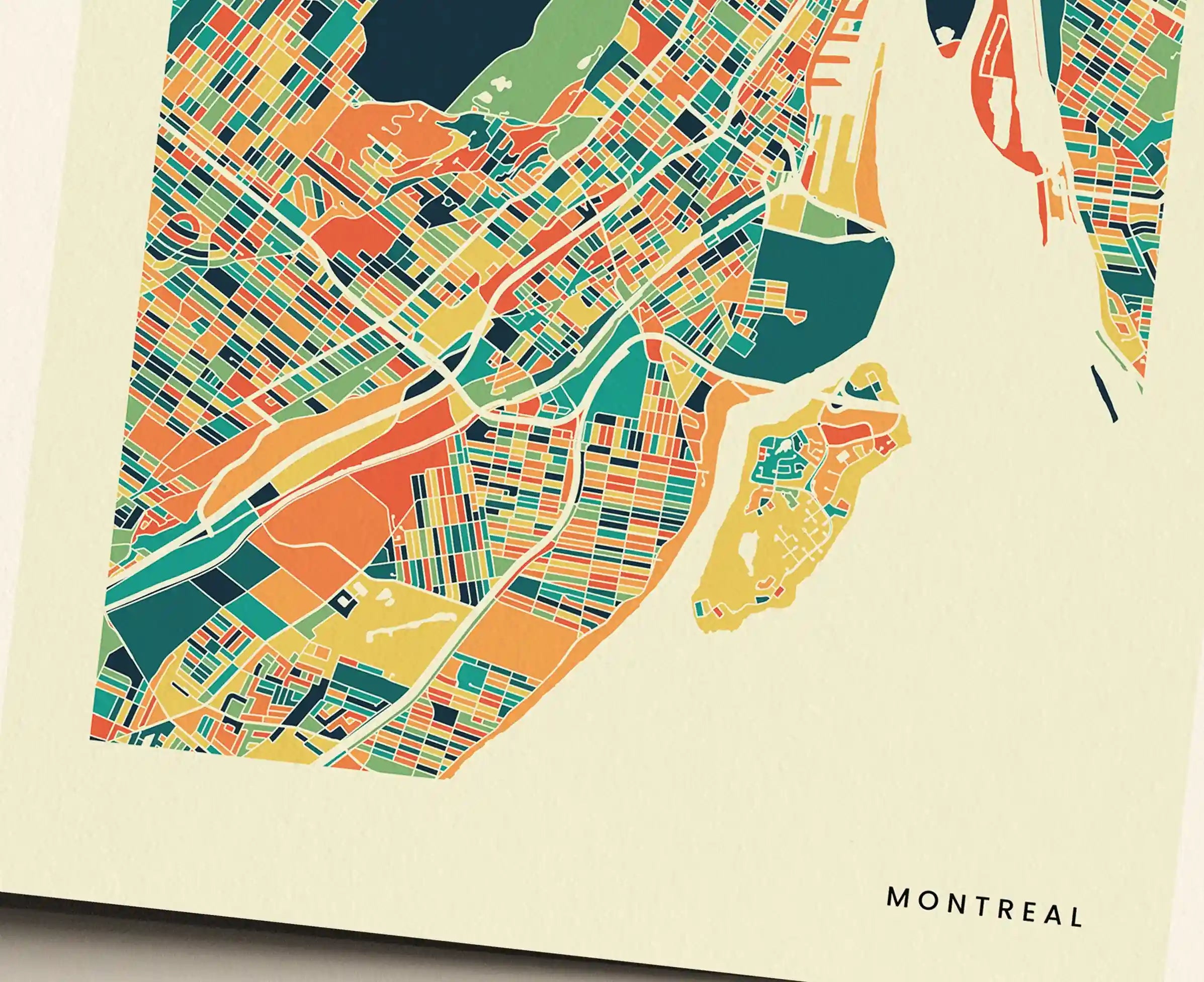 Montreal Stadtkarte Poster – Polychroma Modern Art Print