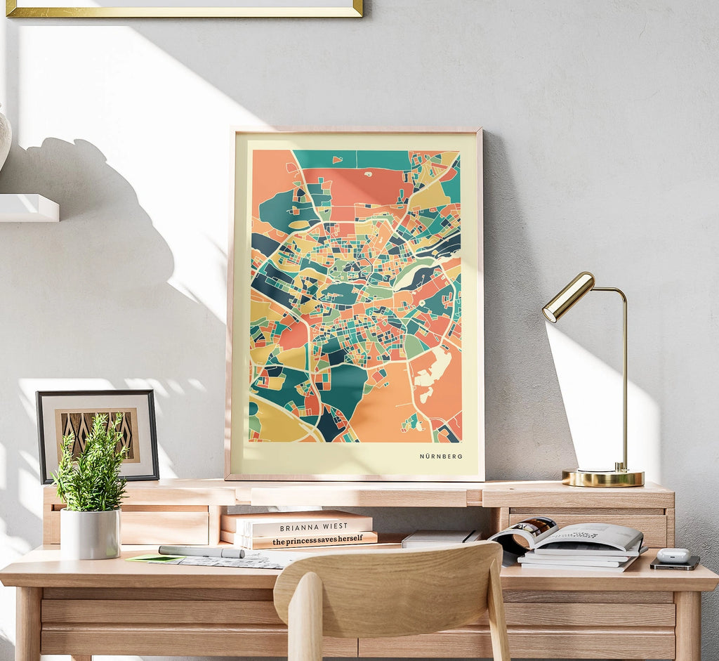 Nürnberg Stadtkarte Poster – Polychroma Modern Art Print