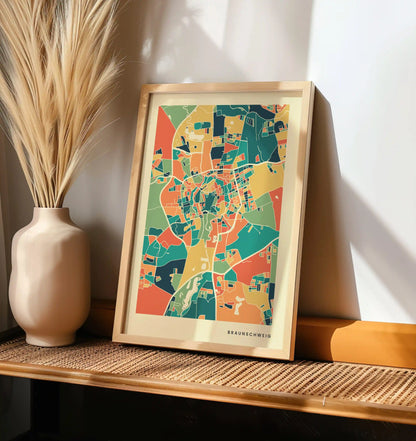 Braunschweig Stadtkarte Poster – Polychroma Modern Art Print
