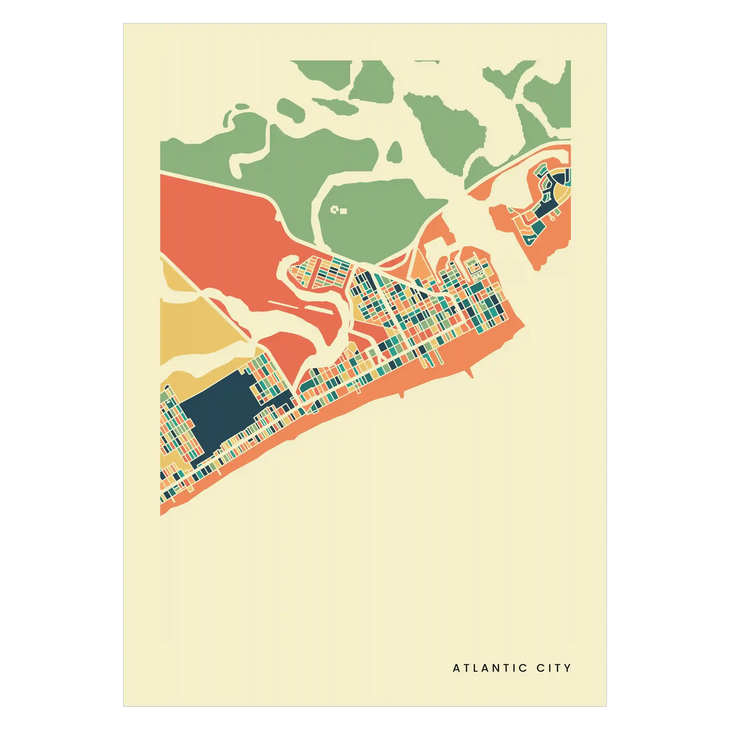 Atlantic City Stadtkarte Poster – Polychroma Modern Art Print
