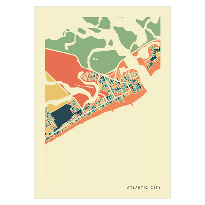 Atlantic City Stadtkarte Poster – Polychroma Modern Art Print