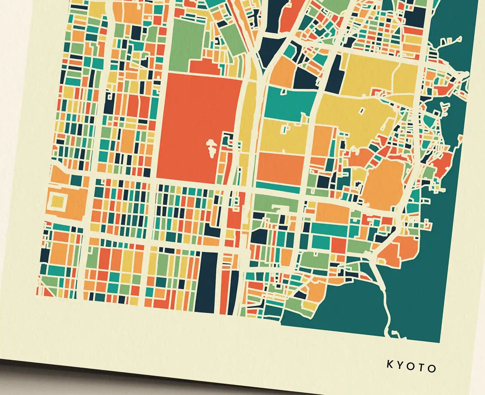 Kyoto Stadtkarte Poster – Polychroma Modern Art Print
