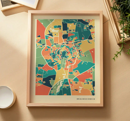 Braunschweig Stadtkarte Poster – Polychroma Modern Art Print