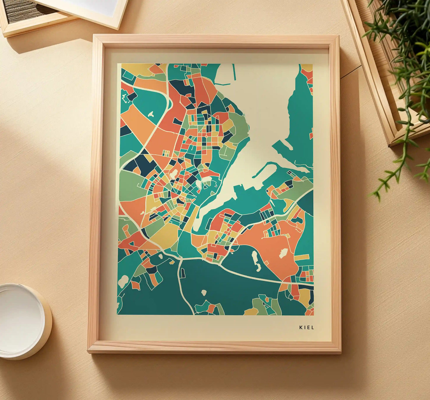 Kiel Stadtkarte Poster – Polychroma Modern Art Print