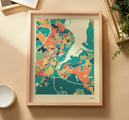Kiel Stadtkarte Poster – Polychroma Modern Art Print