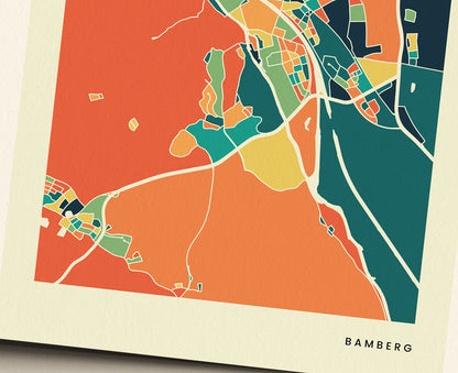 Bamberg Stadtkarte Poster – Polychroma Modern Art Print