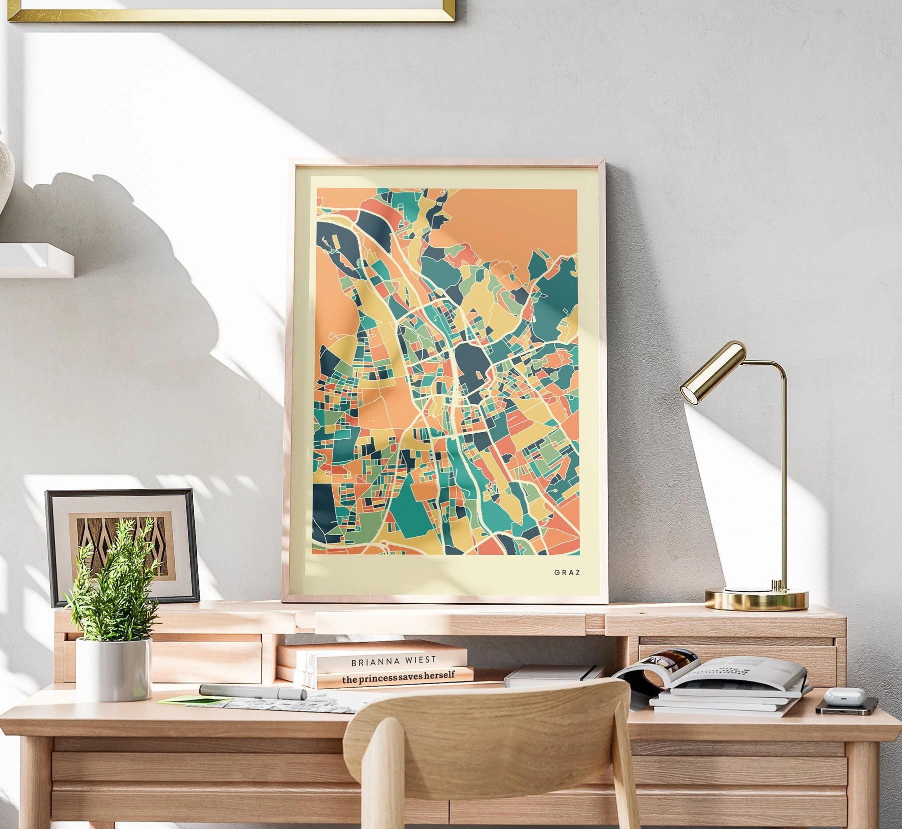Graz Stadtkarte Poster – Polychroma Modern Art Print