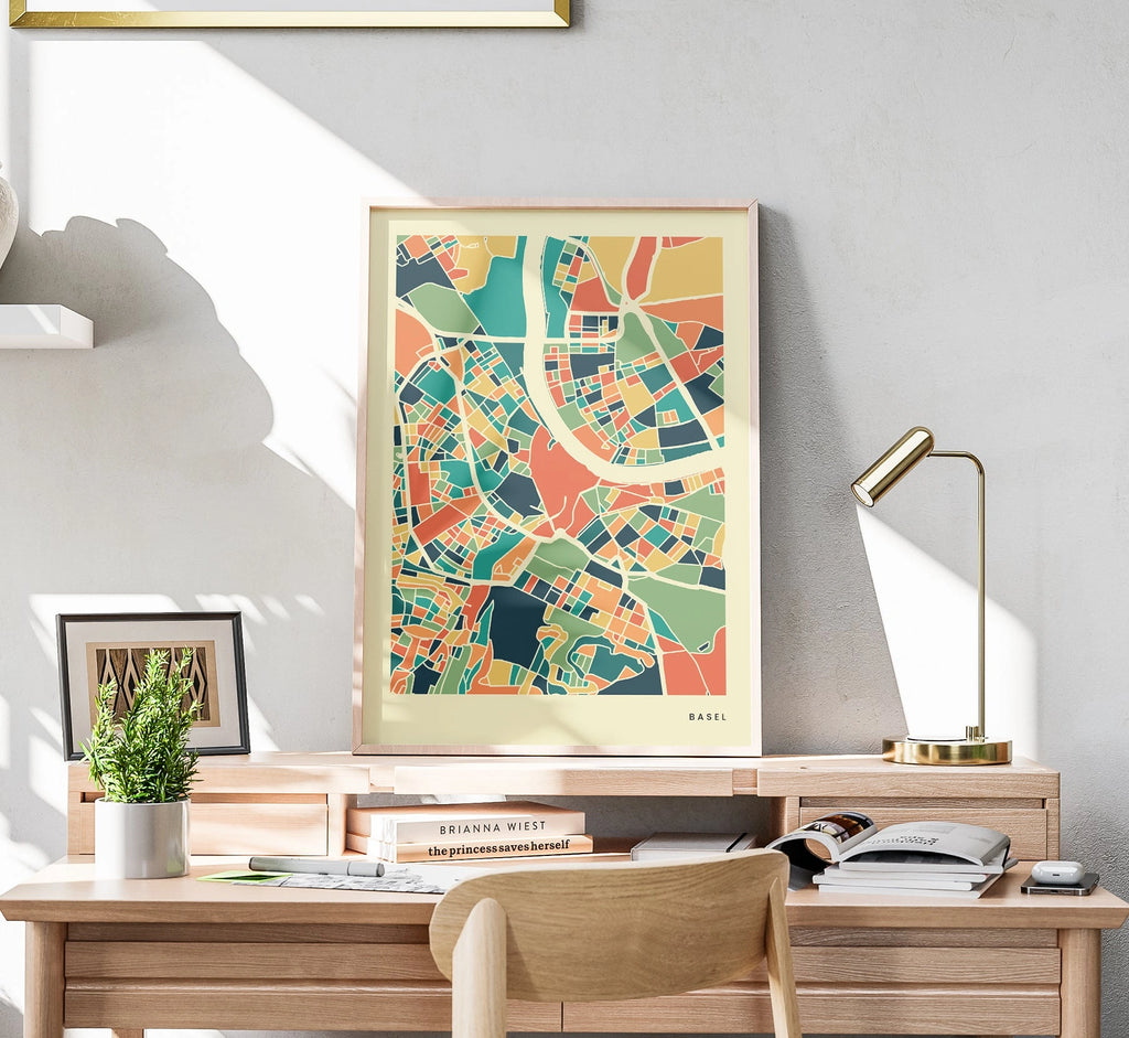 Basel Stadtkarte Poster – Polychroma Modern Art Print