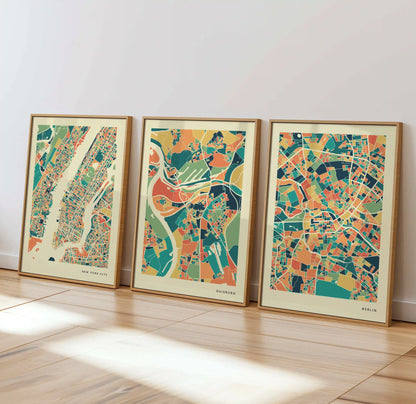 Duisburg Stadtkarte Poster – Polychroma Modern Art Print